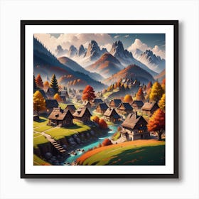 Village In The Mountains 13 Art Print