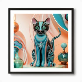 Cat In A Bottle Art Print