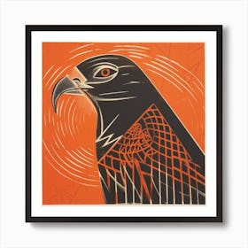 Retro Bird Lithograph Hawk 3 Art Print