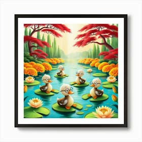 Ducks In The Pond 27 Art Print