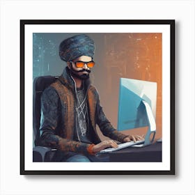 Indian AI Coder 1 Art Print