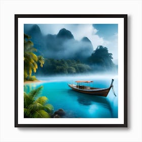 Firefly A Boat On A Beautiful Mist Shrouded Lush Tropical Island 31069 (2) Art Print