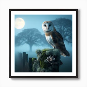 Barn Owl At Night Art Print