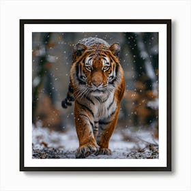 Tiger In The Snow Art Print
