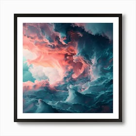 Abstract Cloud Painting Pink and Blue Art Print