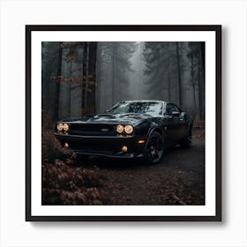 Dodge Challenger In The Forest Art Print