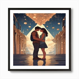 Couple Kissing Art Print