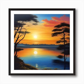 Sunset By The Lake Art Print