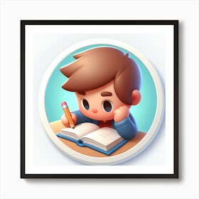 Boy Reading A Book 1 Art Print