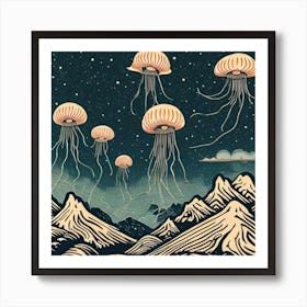 Jellyfish In The Sky Art Print