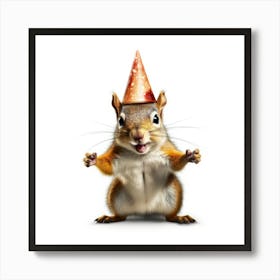 Squirrel In A Party Hat 1 Art Print