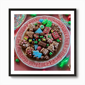 Christmas Cookies On A Plate Art Print