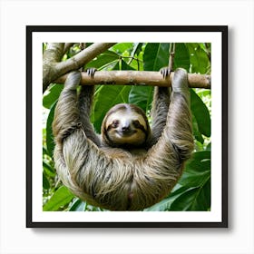 Sloth Mammal Slow Arboreal South America Rainforest Wildlife Tree Claws Sleepy Cute Lazy (1) Art Print