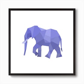 Blue Geometric Elephant Art Print