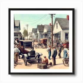 Early Small Town America And The Automobile ~Reimagined 19 Art Print