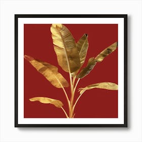 Gold Banana Leaf Art Print