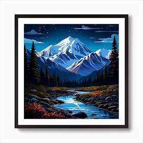 Denali National Park At Nigth Art Print