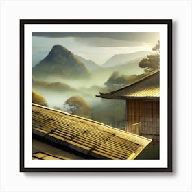 Firefly Rustic Rooftop Japanese Vintage Village Landscape 81329 Art Print