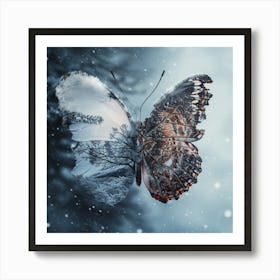 Butterfly In The Snow Art Print