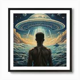 Firefly Cosmic Voyage A Surreal Hand Drawn Fantasy Of Floating Ufos And Dreamlike Waves 79252 (2) Art Print