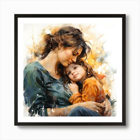 Embrace Of Love Illustration Of Maternal Warmth Art Print
