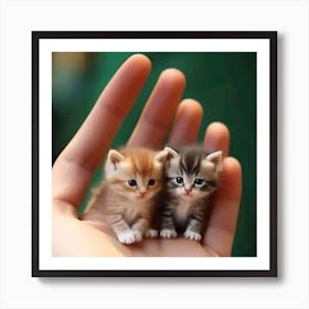 Tiny Kittens In A Person'S Hand Art Print