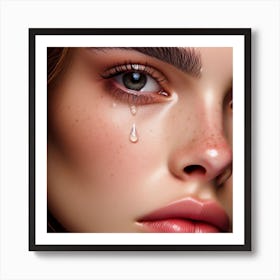 Missing You 3/4 (sad girl female tear gone lost lonely crying weeping  depressed longing desire broken) Art Print