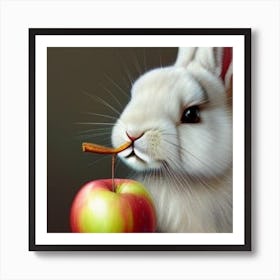 Bunny Eating Apple Art Print