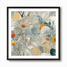 Flowers In The Garden Art Print Art Print