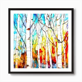 Birch Trees In Color 2 - Stained Glass Birch Trees Poster