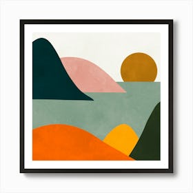 Watercolor sunset landscape 12 Art Print