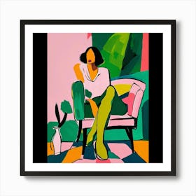 Woman Sitting In Chair Art Print