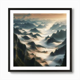 Sunrise Over Chinese Mountains Art Print