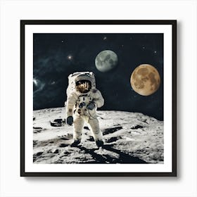 Astronaut On The Moon Art Print