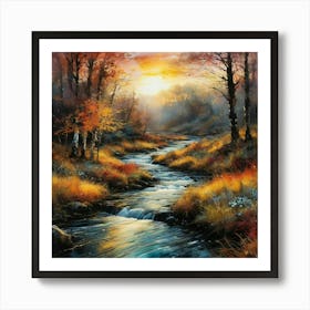 Sunset By The River Art Print