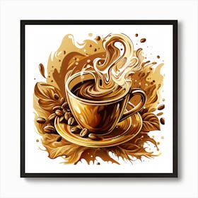 Coffee Cup Ink Painting 1 Art Print