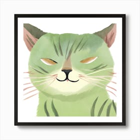 Green Cat Art Print