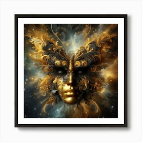 Gold Butterfly Mask Art Print