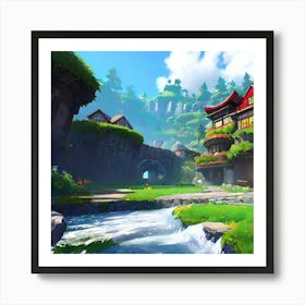 Village In The Mountains Art Print