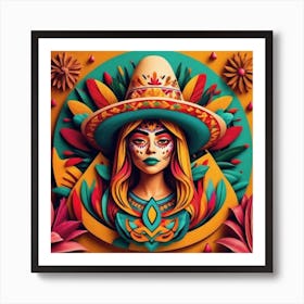 Day Of The Dead Mexican Girl Art Print