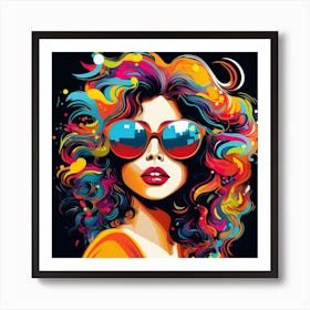 Girl With Colorful Hair 1 Art Print