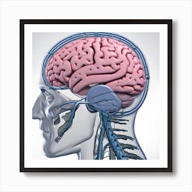 3d Render Of A Medical Image Of A Male Figure With Brain Highlighted (1) 1 Art Print