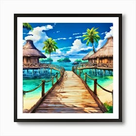 Huts On The Beach Art Print