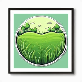 Green Field With Trees Art Print