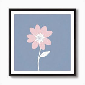 A White And Pink Flower In Minimalist Style Square Composition 246 Art Print