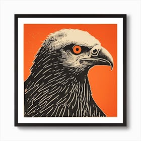 Retro Bird Lithograph Crested Caracara 2 Art Print