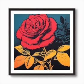 Rose 4 Pop Art Illustration Square Art Print