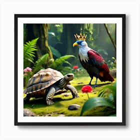 King Of The Birds In The Party Approaching Tortoise Looking Stern And Disapproving (4) Art Print