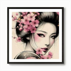 Japan Traditional Geisha Illustration By Ad 74 Art Print