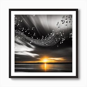 Music Notes At Sunset 5 Art Print